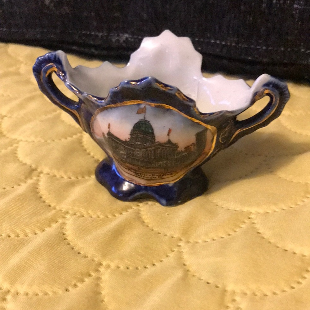 New post office building Chicago Ill , cobalt blue bowl
